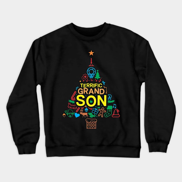 Terrific Grandson - Xmas Tree 2 - Christmas Crewneck Sweatshirt by Vector-Artist